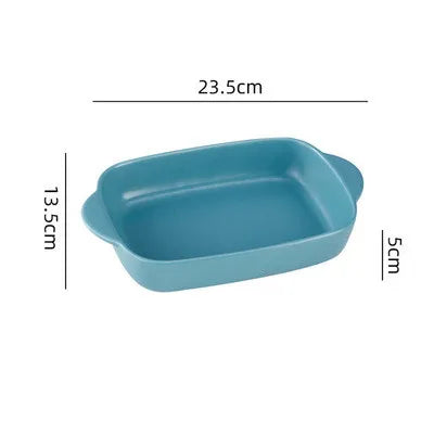 1/3Pcs Ceramic Rectangular Binaural Cheese Risotto Plate Baking Dish Microwave Western Food Bowl Oven Baked Rice Tableware