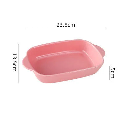 1/3Pcs Ceramic Rectangular Binaural Cheese Risotto Plate Baking Dish Microwave Western Food Bowl Oven Baked Rice Tableware
