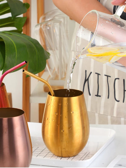 500ml Stainless Steel Beer Wine Cup Rose Gold Beer Tumbler Cocktail Juice Milk Cup Metal Drinking Mug for Bar Outdoor Drinkware