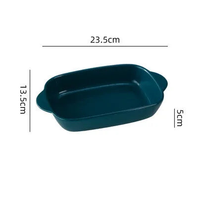 1/3Pcs Ceramic Rectangular Binaural Cheese Risotto Plate Baking Dish Microwave Western Food Bowl Oven Baked Rice Tableware