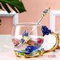 Hand-made Enamel Tea Cup Crystal Cup Milk Lemon Flower Tea Cup High-grade Drinking Glasses Gift Couple Cup Drop Ship