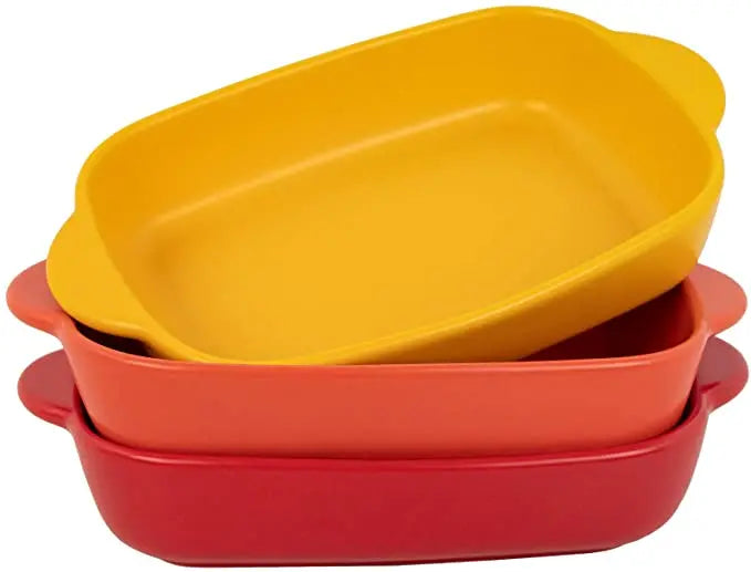 1/3Pcs Ceramic Rectangular Binaural Cheese Risotto Plate Baking Dish Microwave Western Food Bowl Oven Baked Rice Tableware