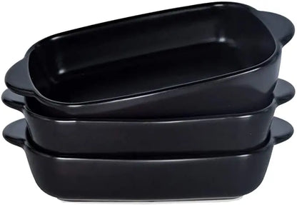 1/3Pcs Ceramic Rectangular Binaural Cheese Risotto Plate Baking Dish Microwave Western Food Bowl Oven Baked Rice Tableware