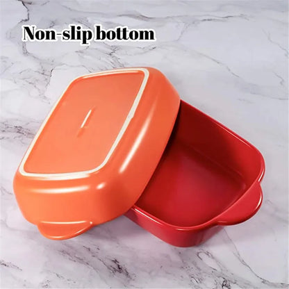 1/3Pcs Ceramic Rectangular Binaural Cheese Risotto Plate Baking Dish Microwave Western Food Bowl Oven Baked Rice Tableware