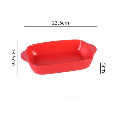 1/3Pcs Ceramic Rectangular Binaural Cheese Risotto Plate Baking Dish Microwave Western Food Bowl Oven Baked Rice Tableware