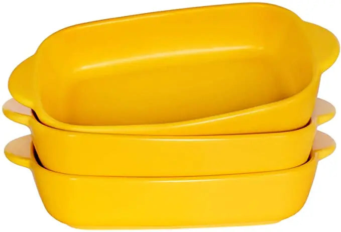 1/3Pcs Ceramic Rectangular Binaural Cheese Risotto Plate Baking Dish Microwave Western Food Bowl Oven Baked Rice Tableware