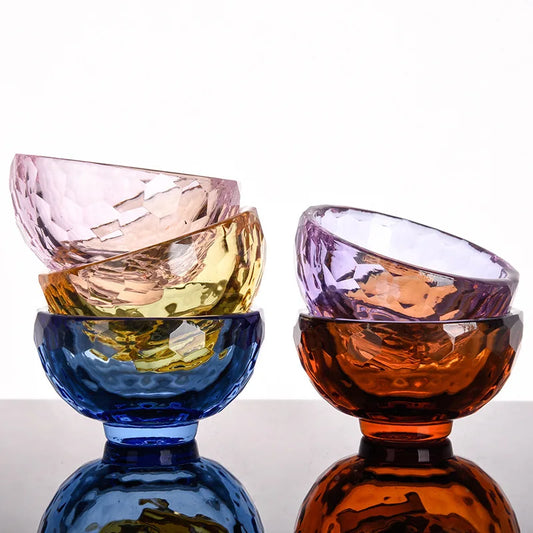 Colorful Insulation Anti-Scalding Glass Bowl, Heat-Resistant, Crystal, Ice Cream, Dessert Bowl, Hotel, Home, Wedding Decor