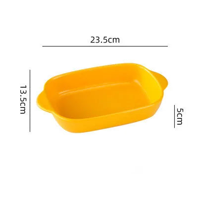 1/3Pcs Ceramic Rectangular Binaural Cheese Risotto Plate Baking Dish Microwave Western Food Bowl Oven Baked Rice Tableware