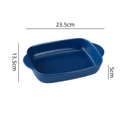 1/3Pcs Ceramic Rectangular Binaural Cheese Risotto Plate Baking Dish Microwave Western Food Bowl Oven Baked Rice Tableware