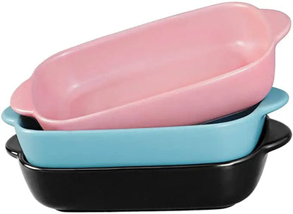 1/3Pcs Ceramic Rectangular Binaural Cheese Risotto Plate Baking Dish Microwave Western Food Bowl Oven Baked Rice Tableware