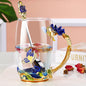 Hand-made Enamel Tea Cup Crystal Cup Milk Lemon Flower Tea Cup High-grade Drinking Glasses Gift Couple Cup Drop Ship