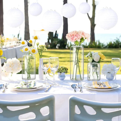 3Pcs/set Clear Small Glass Bud Vases in Bulk Modern Cylinder Glass Vase for Wedding Party Dining Table Centerpieces Decoration