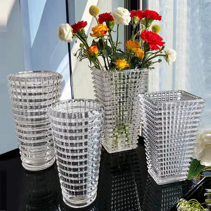 Light and Luxurious Crystal Glass Vases Transparent Decorative Decorations Flower Arrangement Water Culture and Flowers