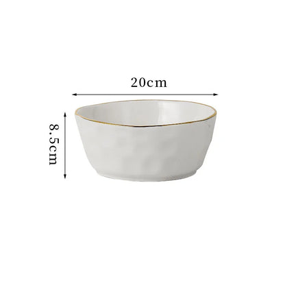 Gold Stroke Ceramic Plate Set Creative Hammer Decorative Living Room Dinner Set Plates and Dishes Western Restaurant Steak Dish