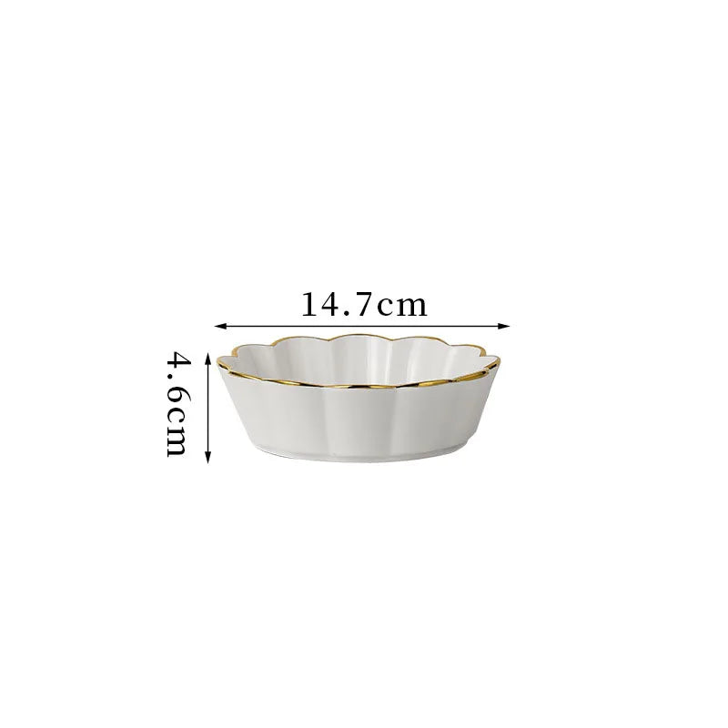 Gold Stroke Ceramic Plate Set Creative Hammer Decorative Living Room Dinner Set Plates and Dishes Western Restaurant Steak Dish