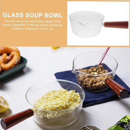 Glass Cooking Pot Soup Milk Pot With Wooden Handle Glass Cooking Pot Instant Noodle Pot Glass Cookware Kitchen Accessories