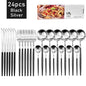 24pcs Dinnerware Set Stainless Steel Tableware Set Knife Fork Spoon Flatware Set Cutlery Set Knife Fork Spoon Tea Spoon