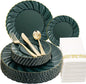 150PCS Blue Plastic Plates - Gold Plastic Silverware - Heavy Duty Navy Blue Disposable Plates
