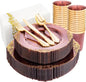 350pcs Plastic Plates - Gold Plastic Dinnerware Set Includes: 50 10.25”Dinner Plates,50 7.5” Dessert Plate, 50 Cups, 50 Napkin