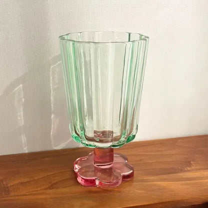 220ml Glass Colorful Flower Shaped Vase Plant Flower Arrangement Ornament Wine Glass Tea Drinking Glass Bar Drinkware Glass Cup