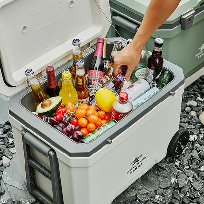 Large Capacity Plastic Ice Chest Coolers with Wheels 45L Portable Outdoor Camping Insulated Ice Bag Transportation Coolers Box