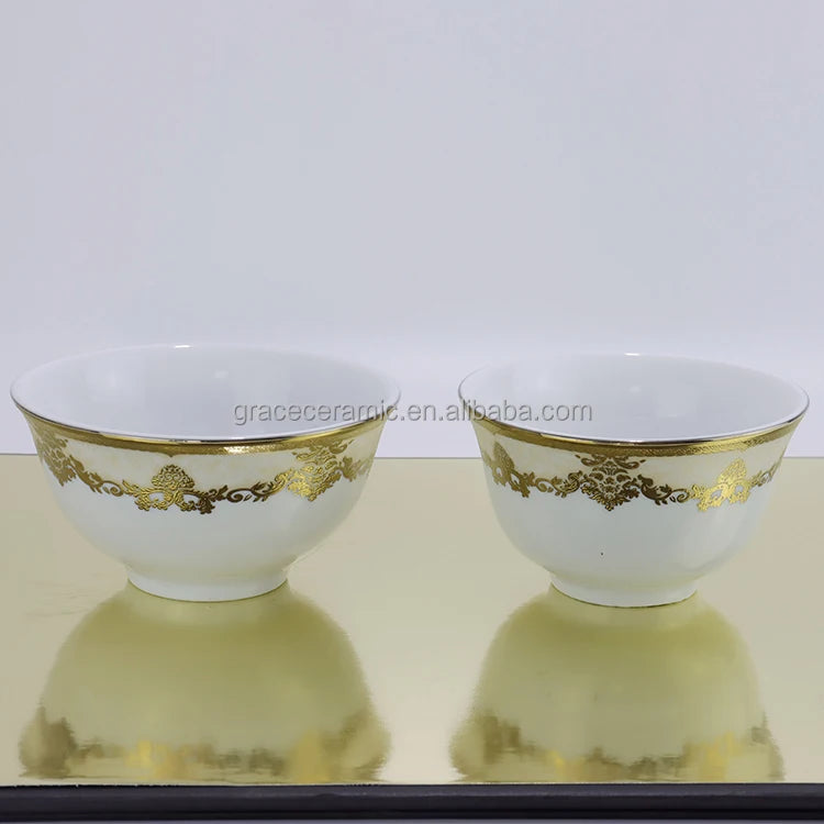 24k Gold Dinnerware Ceramic Luxury Personalized Desgin Embossed Fine Porcelain China Dubai 81pcs Dinner Set for 8 Persons