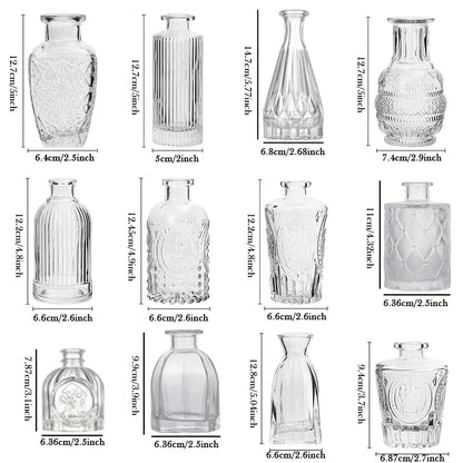 12 PCS Small Glass Bud Vase Decorative Bottles, Bud Vases in Bulk for Flowers, Mini Glass Flower Vases for Wedding