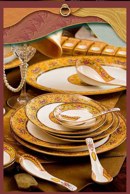 Fine Luxury Guests Dinnerware Sets Home Kitchen Wedding Dining Room Tableware Set Catering Supplies Vajillas Para Cocina Dishes