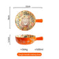YWDL 500ml Round Ceramic Bakeware With Handle Forest Animals Baking Pan Underglaze Kitchen Tableware Salad Bowl Au Gratin Pasta