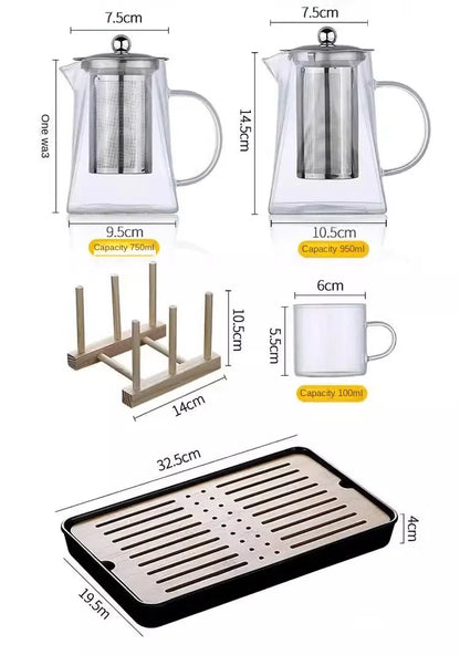 Tetera de vidrio con infusor, juego de té, tetera, infusores, jarra, vajilla para cocina, comedor, bar, hogar, kit de té, tetera de vidrio, samovar