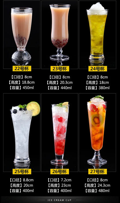 90-580ml 1pcs Acrylic Dessert Cups Reusable Yogurt Mousses Mini Ice Cream Fruit Juice Beer Cups Tableware Party Wedding Supplies