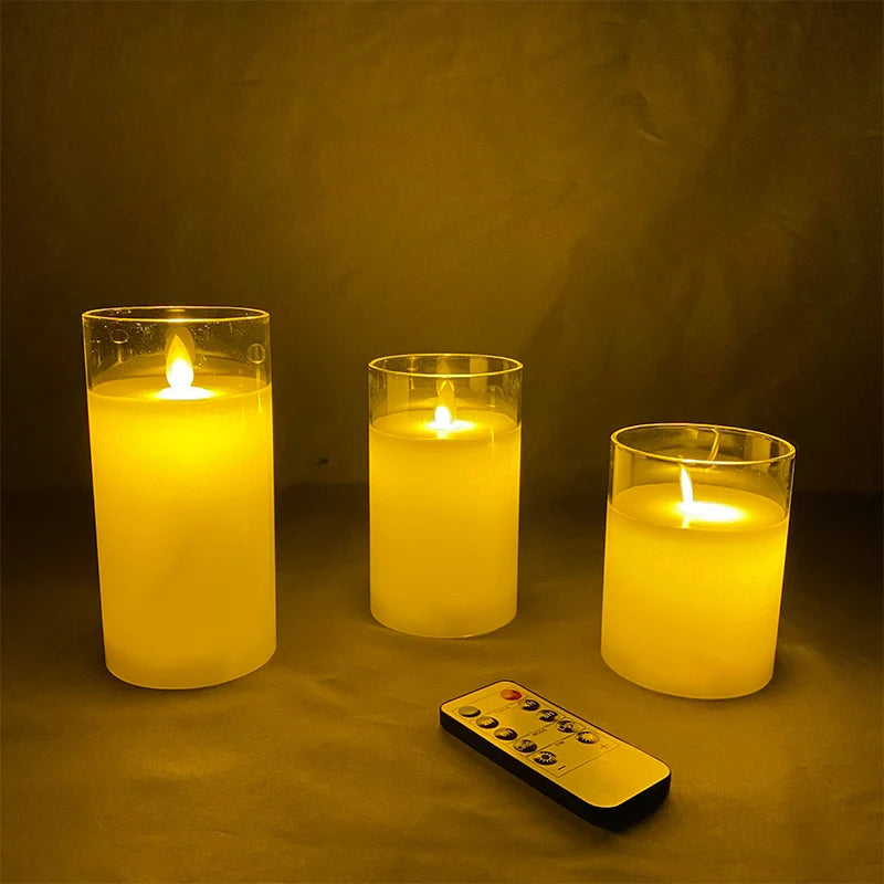 LED Lights for Home Electronic Candle LED Candle Decoration LED Glass Candle Full Set Remote Control Timer for Christmas Wedding