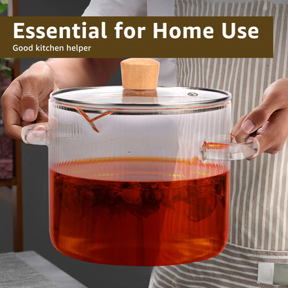 1.6/2.3L Glass Cooking Pot With Lid Glass Saucepan Cereal Bowls Pot for Stove High Borosilicate Clear Cooking Soup Baking Pans