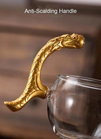 BOZZH Creative Dragon Glass Teapot Magnetic Diversion Rotating Cover Bowl Water Tea Cup Pu'er Oolong Drinkware Dropshipping Tea