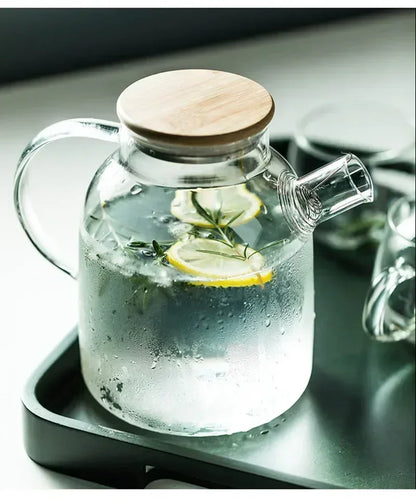 Tetera de vidrio de borosilicato transparente de 1,8 l, resistente al calor, grande, transparente, juego de té con flores, tetera, taza, herramienta para la oficina y el hogar