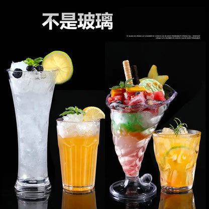 90-580ml 1pcs Acrylic Dessert Cups Reusable Yogurt Mousses Mini Ice Cream Fruit Juice Beer Cups Tableware Party Wedding Supplies