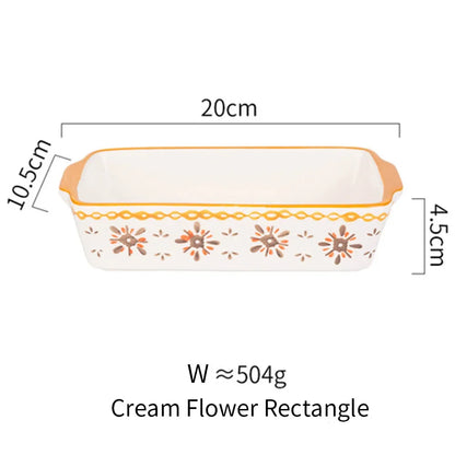 Ceramic Baking Dish Roasting Lasagna Pan  Rectangular Dish Bakeware Pan With Handle Oven Kitchen Baking Tool