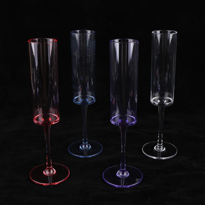 5Pcs Acrylic Champagne Goblet Glasses Cup Transparent Cocktail Glass Cups Creative Anti-fall Goblet For Bar Pubs Clubs Drinkware