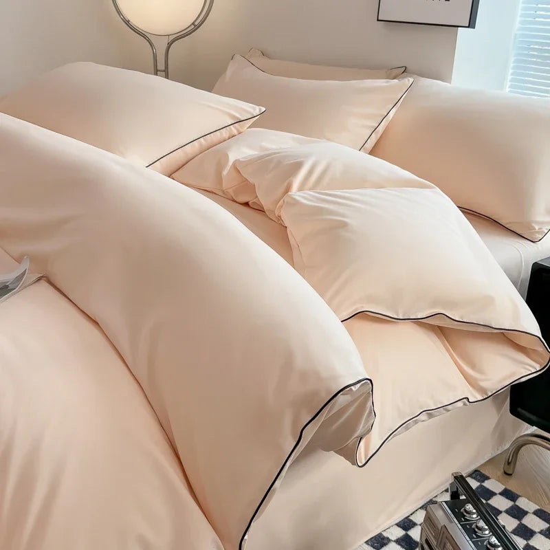 Black Color Bedding Set For Adults Simple Style Double Bed Sheet Sets Single/Queen/king Bed Cover Full Set Plain Bedding 이불세트
