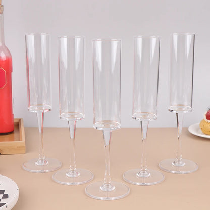 5Pcs Acrylic Champagne Goblet Glasses Cup Transparent Cocktail Glass Cups Creative Anti-fall Goblet For Bar Pubs Clubs Drinkware
