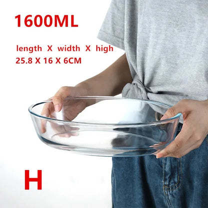 Large Capacity Toughened Glass Baking Dish Pan Oven Basics Plate Bakeware Non-Stick Kitchen Tool Cheese Rice Storage Tray