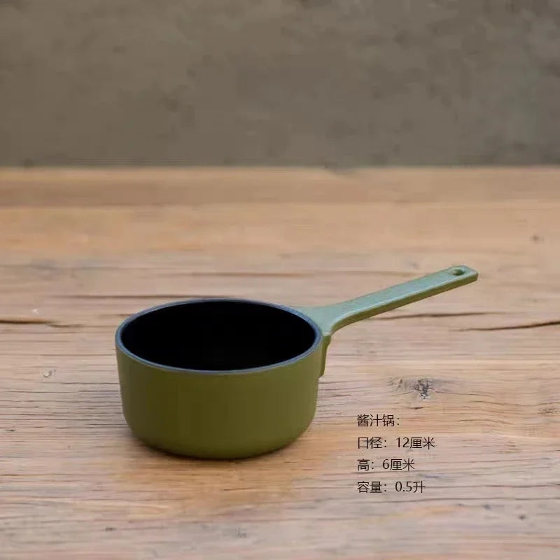Nordic Cast Iron Enamel Pan, Uncoated Cookware, Uncoated Cookware, Household Soup Stew, Seafood, Mommy Cooker,  23-26cm