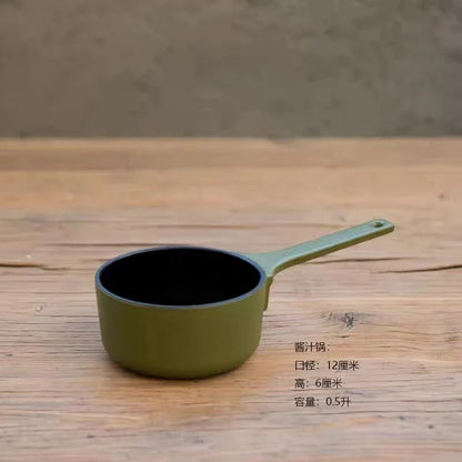 Nordic Cast Iron Enamel Pan, Uncoated Cookware, Uncoated Cookware, Household Soup Stew, Seafood, Mommy Cooker,  23-26cm