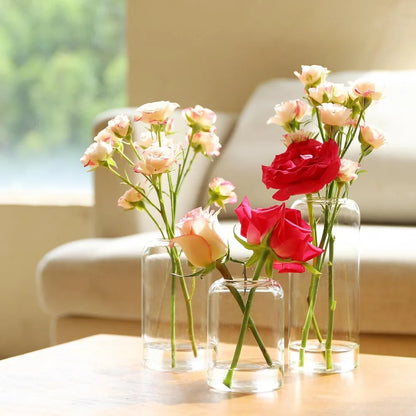 3Pcs/set Clear Small Glass Bud Vases in Bulk Modern Cylinder Glass Vase for Wedding Party Dining Table Centerpieces Decoration