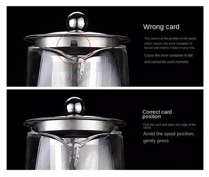 Tetera de vidrio con infusor, juego de té, tetera, infusores, jarra, vajilla para cocina, comedor, bar, hogar, kit de té, tetera de vidrio, samovar