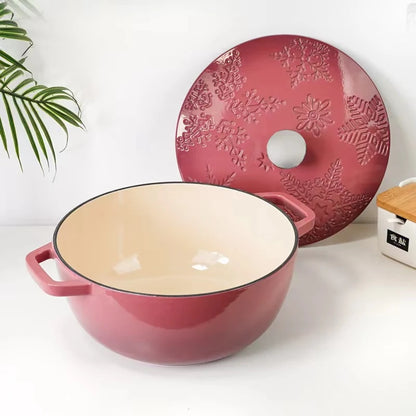 28cm Enameled Cast Iron Dutch Oven 6Qt Cast Iron Casserole Dish with Lid for Bread Baking And Stew Kitchen Cookware Braised Pot