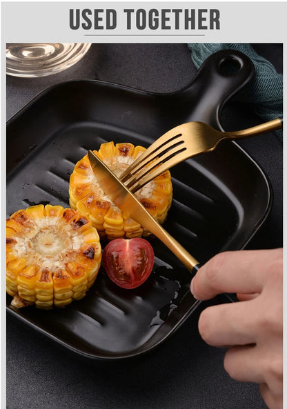 24pcs Dinnerware Set Stainless Steel Tableware Set Knife Fork Spoon Flatware Set Cutlery Set Knife Fork Spoon Tea Spoon