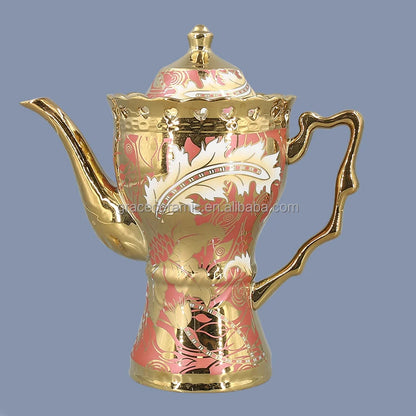 Kitchen Dinner Sets Plates Gold Plated Flower Full Desgin  Fine Porcelain Ceramic Bone China Dinner Set for 6 Person