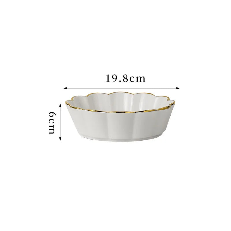 Gold Stroke Ceramic Plate Set Creative Hammer Decorative Living Room Dinner Set Plates and Dishes Western Restaurant Steak Dish
