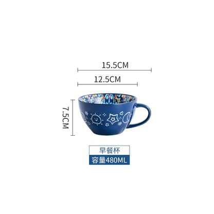 Baroque dish set Creative ceramic tableware Rice rice bowl soup noodles large bowl Household handle bowl Fish plate dish